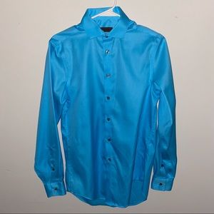 CALVIN KLEIN Shiny Blue Dress Shirt